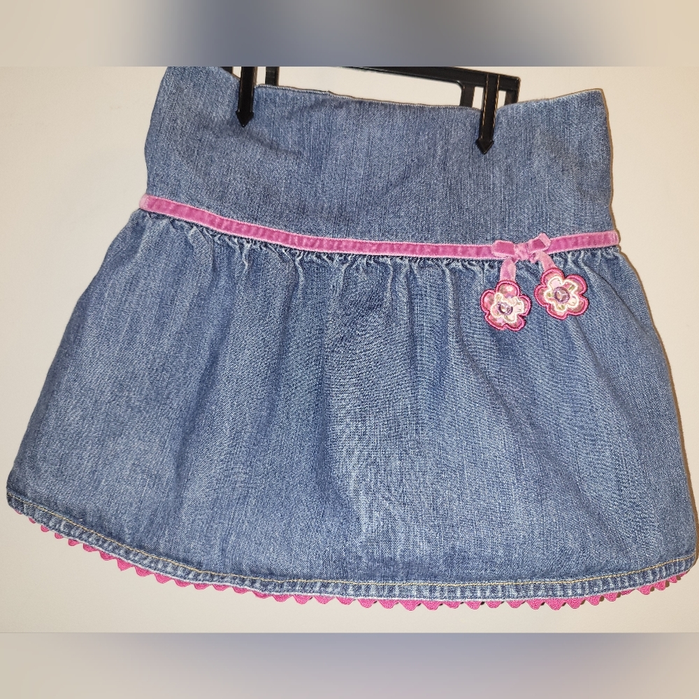 🎀 Vintage Gymboree Pretty in Plum Denim Ricrac Trim Skort W/ Velour Trim